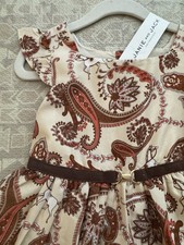 Janie and Jack Fit  Flare Paisley Horse Dress 18-24M Tulle Belt Lined