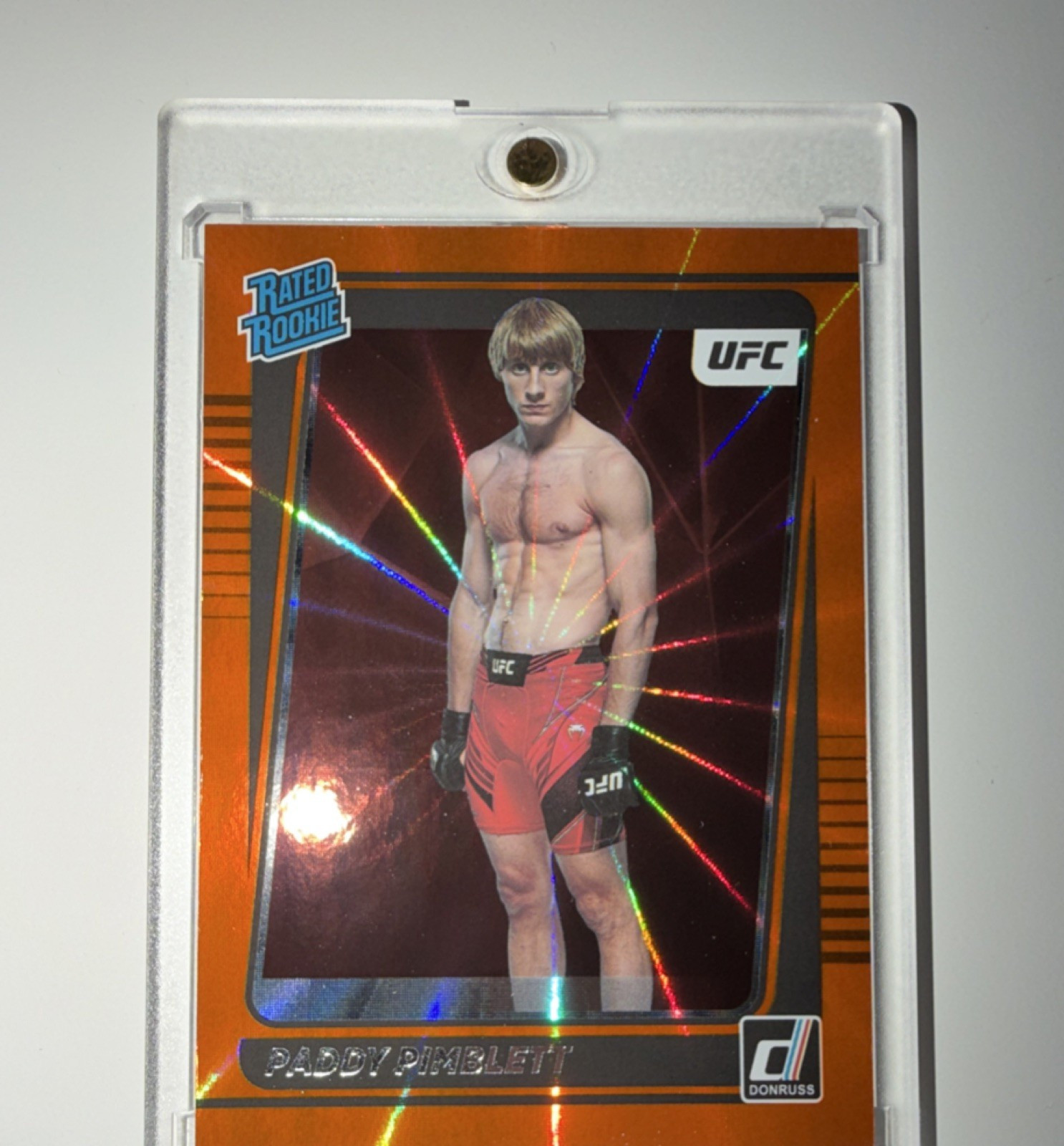 Panini 2022 Donruss UFC Rated Rookie Paddy Pimblett Orange Holo Laser #207