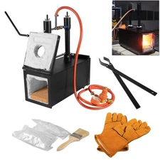 Gas Propane Forge Furnace with Double Burners 2-Door Furnace Blacksmith Farrier