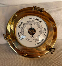 Grand Baromètre Hublot Laiton 20cm - Style Marine Bateau - Décoration Nautique