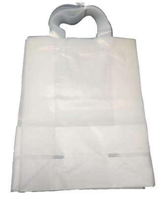 Frosted Plastic Shopping Bags 8x10x5 3 Mil HDPE Loop Handle 25 Pack Gift Bags
