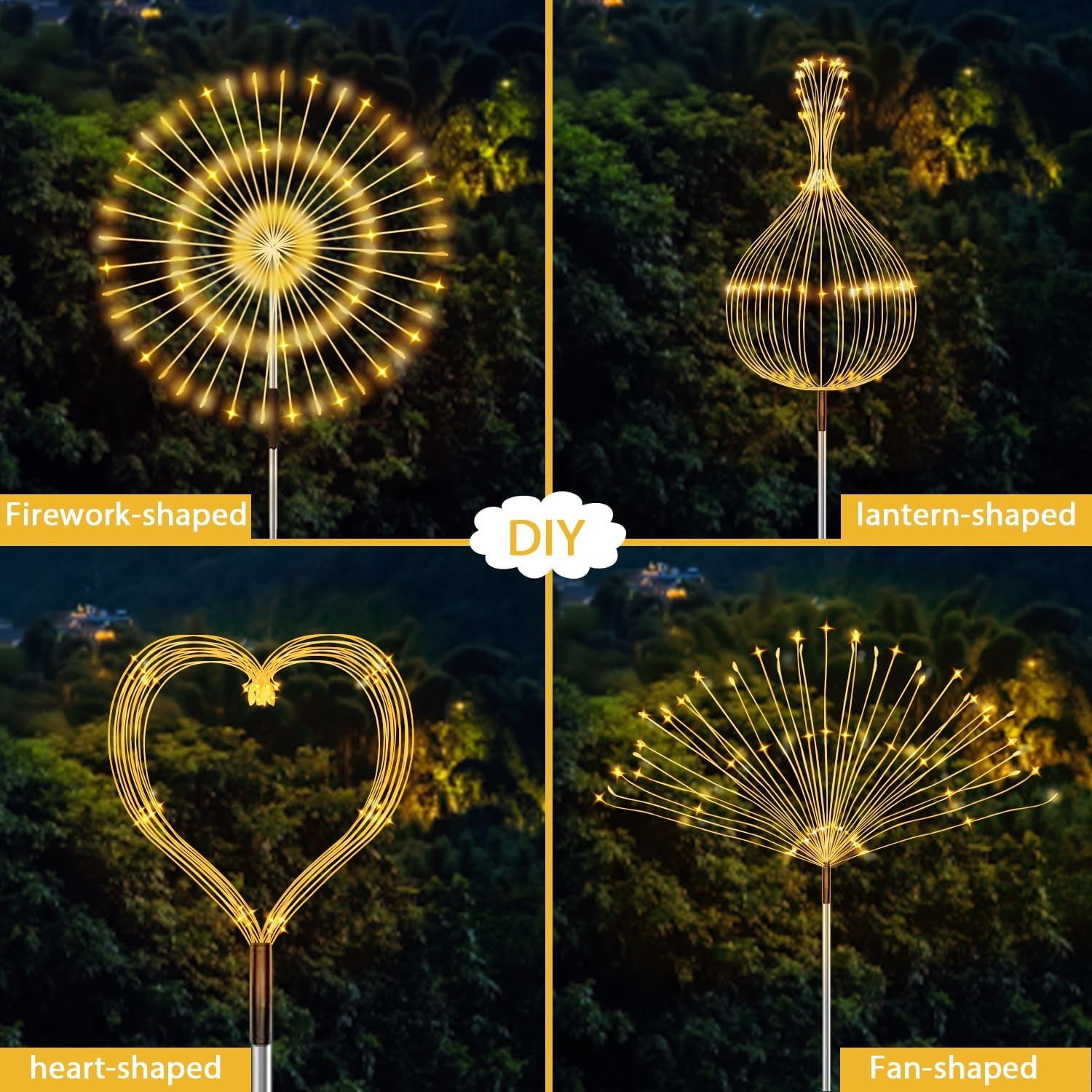 JJGoo Outdoor Solar Lights Firework, 2 Pack 120 LEDs Waterproof