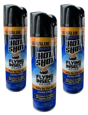 Lot Of 3 18.75 oz. Flying Insect Killer Aerosol Spray Clean Fresh Scent