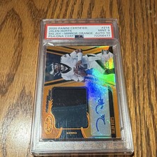 Panini 2020 Certified Mirror Orange Rookie Auto MEM #214 Jalen Hurts PSA 9 /225