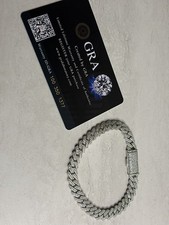 8mm Moissanite Cuban Link Bracelet in 925 Sterling Silver