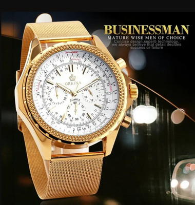 MG. ORKINA Men s Quartz Watch Stainless Steel Mesh Luxury Wristwatch Gift Box