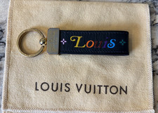 Louis Vuitton Dragonne New Wave Bag Charm Key Ring Black Multi Leather