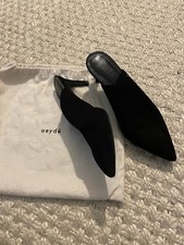 Aeyde Women’s Heels 4.5 37.5 Black Suede Pointed Court Open Back Shoes Worn Once