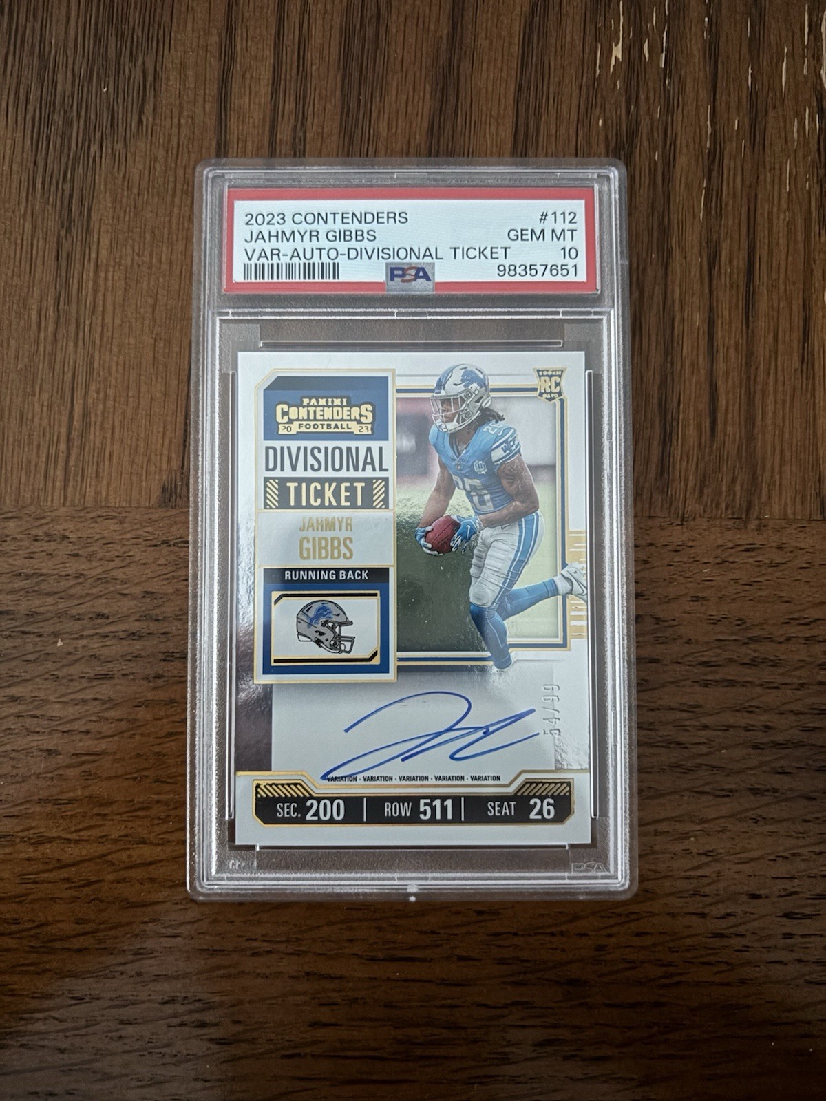 Jahmyr Gibbs Panini Contenders #112 Autograph