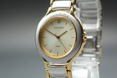 Vintage 1992 N MINT Seiko Lucent 7N01-6160 Two-Tone Round Qz Mens