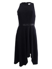 Calvin Klein Women's Asymmetrical-Hem Fit & Flare Dress (8, Black)