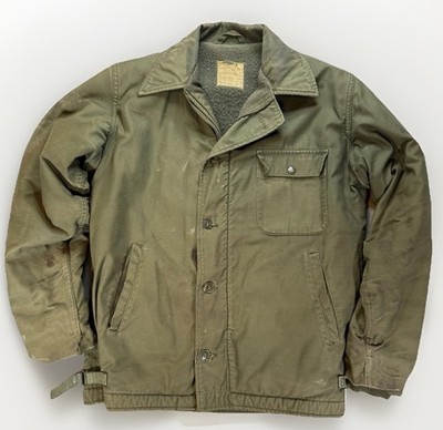 VTG 70s Vietnam Era USN Navy A2 Cold Weather Pile Deck Jacket OG107 Small USA **