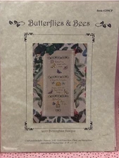 Lorri Birmingham Butterflies & Bees Bell Pull Cross Stitch Kit NEW FREE SHIP