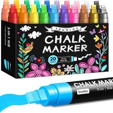 Window Chalk Markers for Glass Washable, 20 Colors Jumbo Liquid Chalk Marker