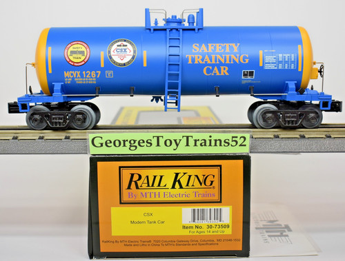MTH RAILKING 3-RL O #MCVX 1267 CSX entrenamiento de seguridad moderno carro cisterna 30-73509 nuevo en caja | Condition: New
