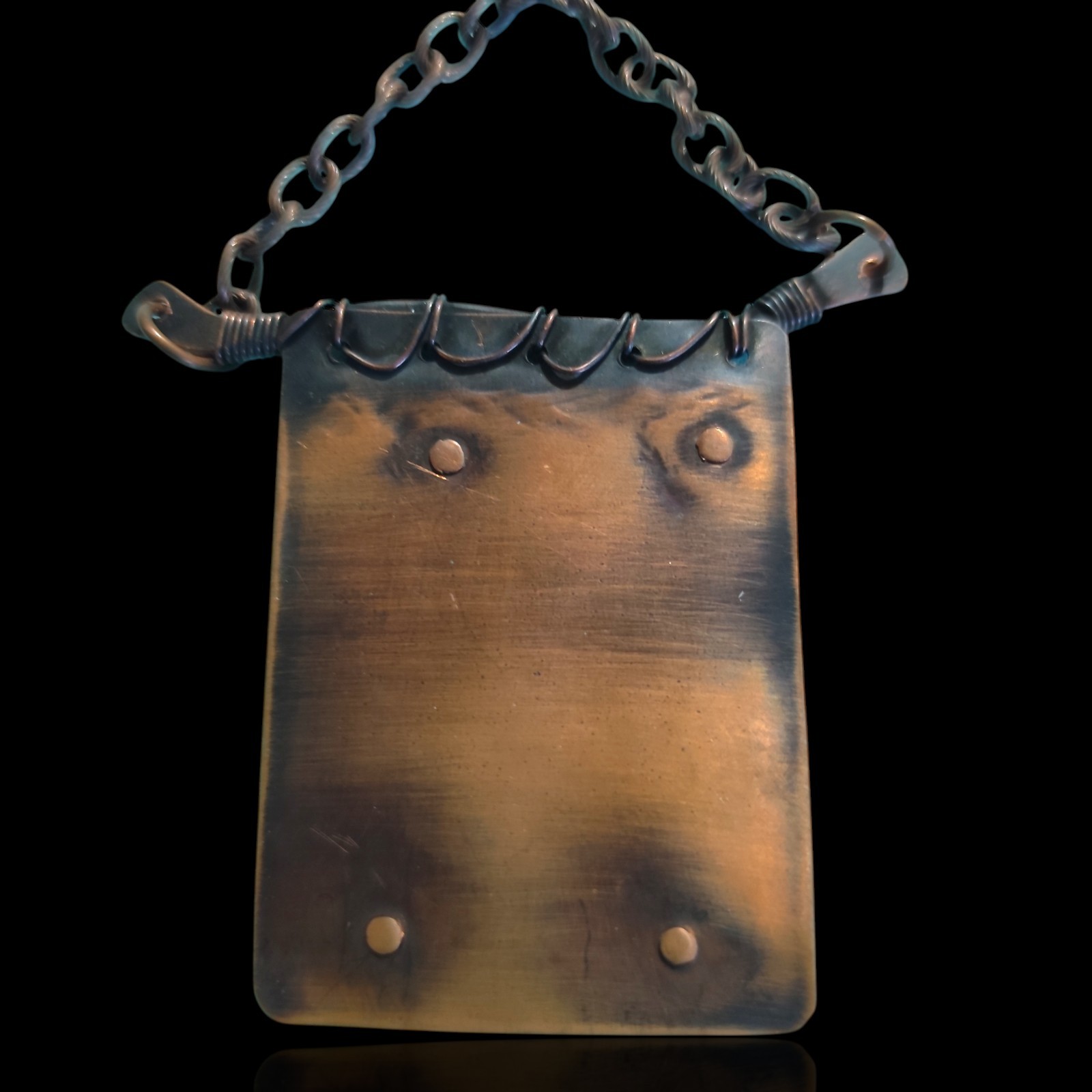 Unique Solid Copper Panel Pendant Owl Amulet Neck… - image 3