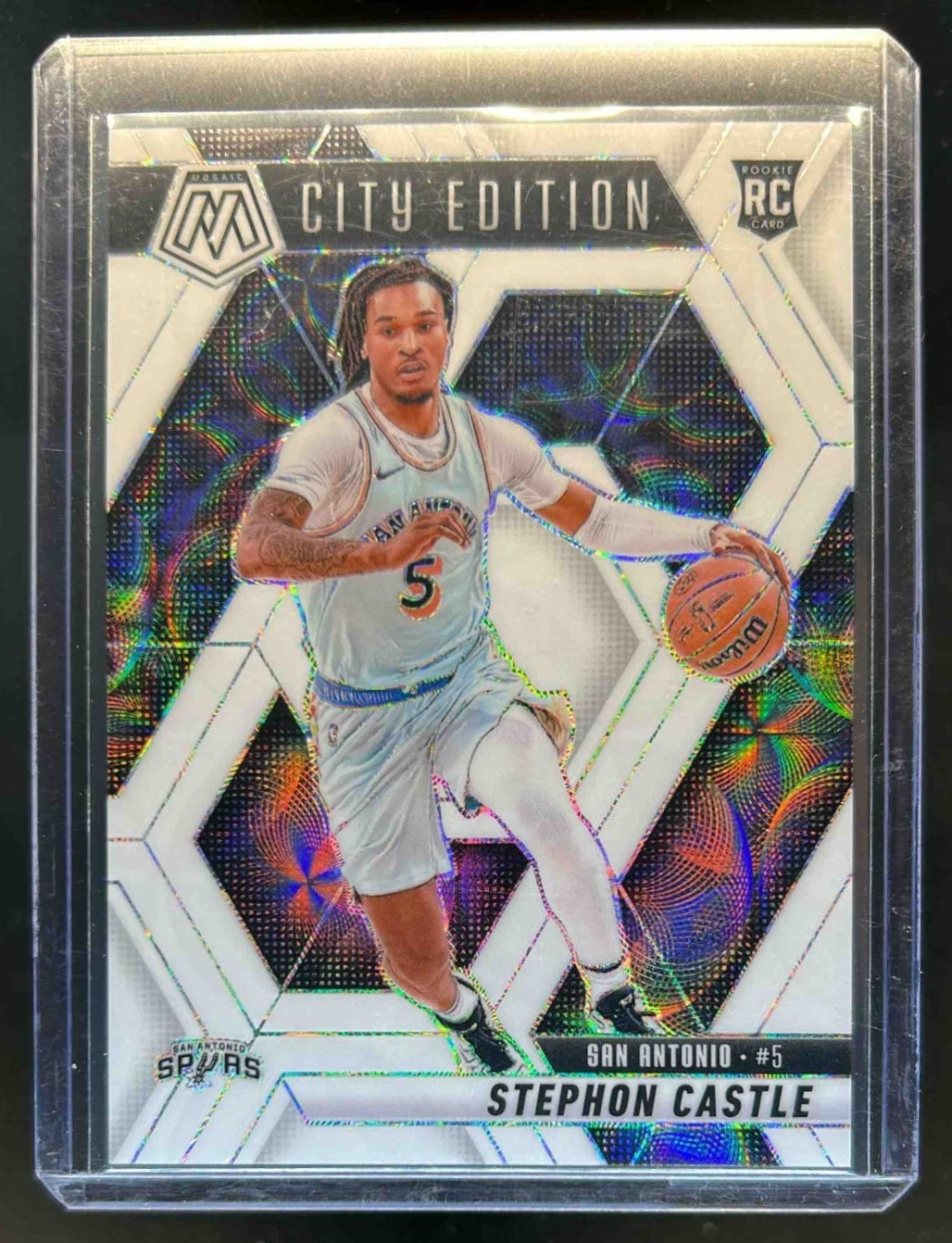 2024-25 Mosaic Stephon Castle RC White Rookie City Edition #9/25 Spurs