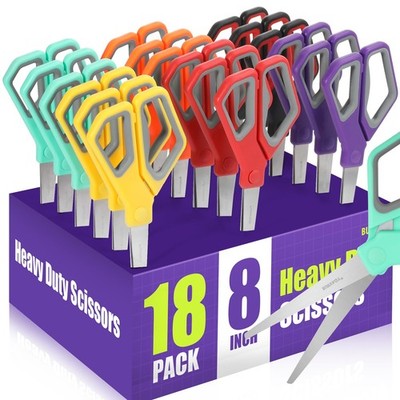 18Pack 8'' Scissors All Purpose, Heavy Duty Scissors with Ultra Sharp Blades C...
