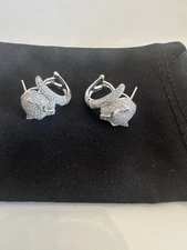 925 Earring, Head, Panther Silver 925 , And zirconia ￼Green Eye ￼ ￼
