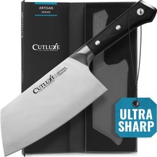 Cutluxe 7" Meat Cleaver Knife - Razor Sharp German Steel Butcher Full Tang