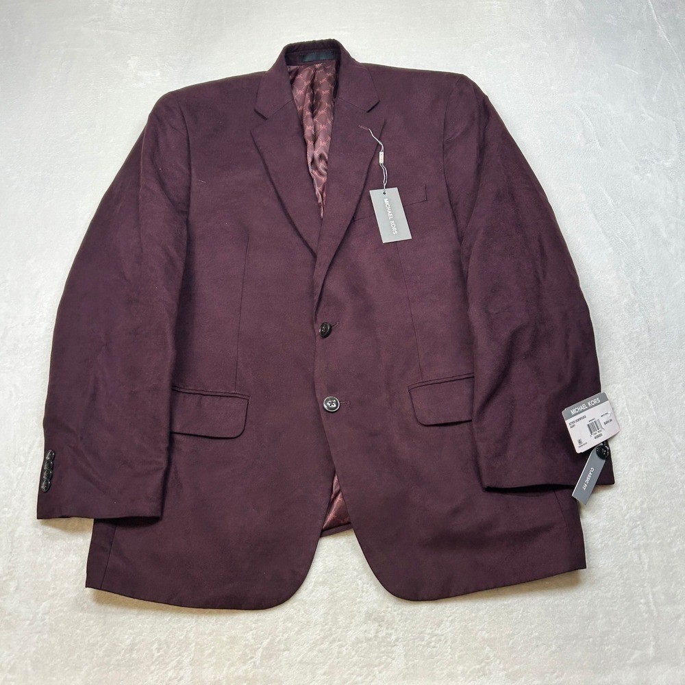 Michael Kors Faux Suede Sport Coat Mens 40R 40 Burgundy Red Classic Fit $295 NEW thumbnail 2