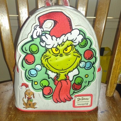 Loungefly Dr. Seuss Grinch & Max Christmas Backpack Cartoon Applique Embroidered
