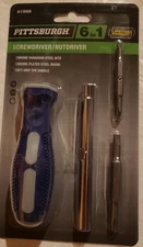 Pittsburgh ( 61988 ) 6-in-1 Screwdriver/Nut Driver Chrome - Vanadium Steel Bits 