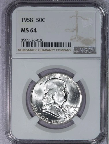 1958 Franklin Half Dollar 50C NGC MS64