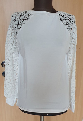 Damen Shirt Emery Rose weiß Grösse M langer Arm Spitze Raglan