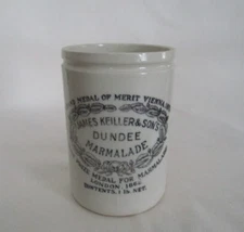 James Keiller and Son's Dundee Marmalade Crock Antique with sm crack and chip