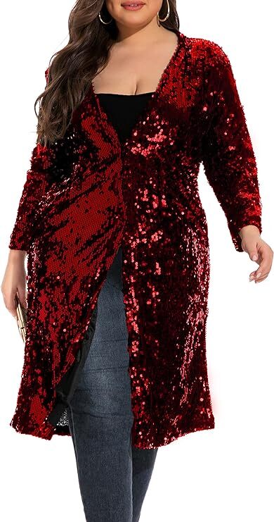 Sequin Open Front Duster Cardigan