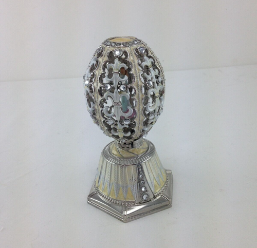 Music box smaltato su metallo gioiello a forma di uovo - Foto 5 di 7