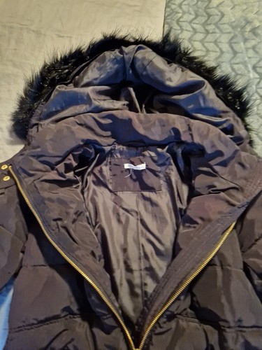 Black Mama Maternity Pregnancy H&M Coat Fur Trim Hood Winter Puffer Thick Warm - Picture 4 of 10