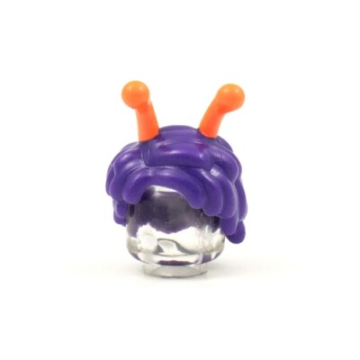 LEGO - Minifigure, Hair Short with 2 Orange Antennae Pattern - Purple