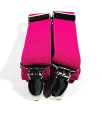 26-Inch Children Elastic and Adjustable Suspenders, Fuschia Pink