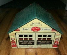 Vintage 1950s Wyandotte Tin Litho Toy Super Service Gas Station Garage Rare