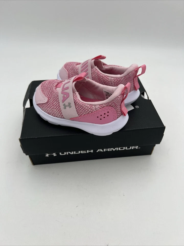 Under Armour UA Surge 3 Bebé Infante Niñas Zapatos para Correr Sin Cordones Rosa Talla 5K Foto 4 de 4