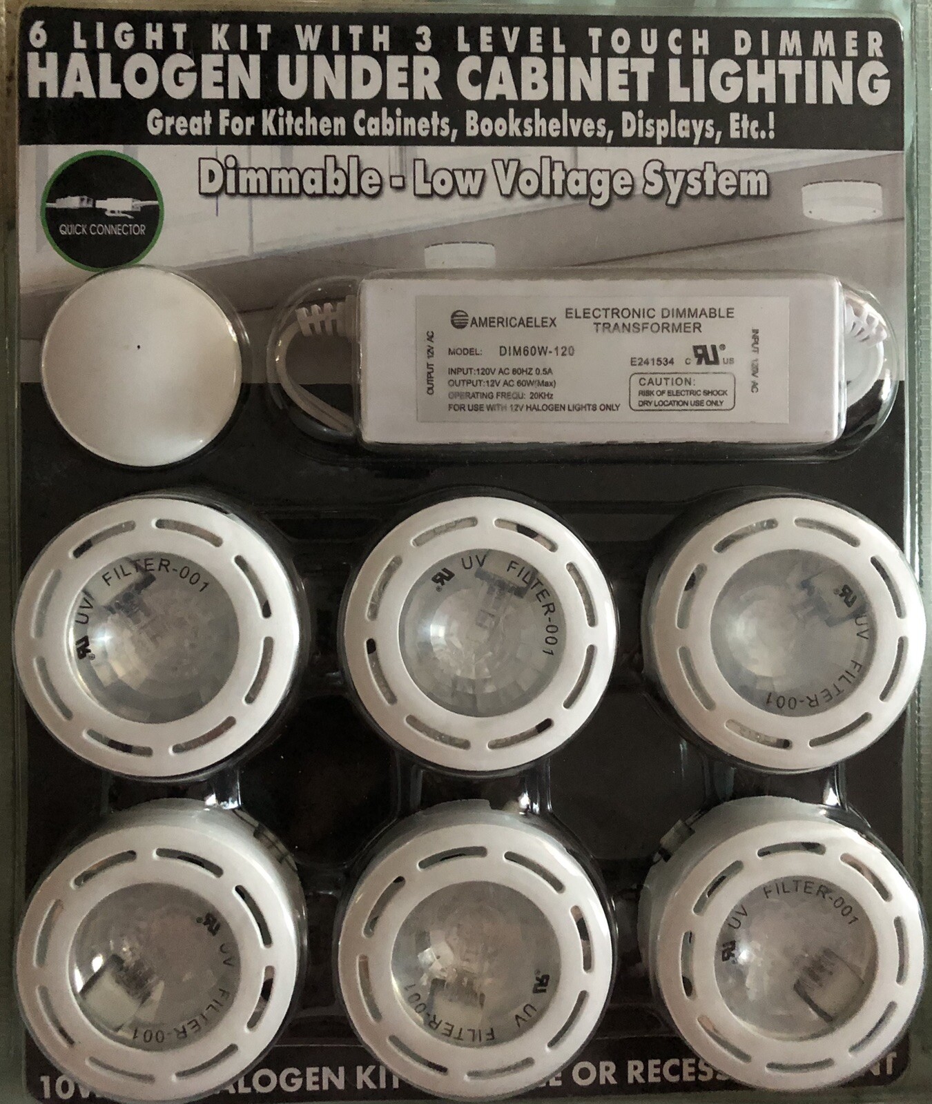 6 Light Kit W/3 Level Touch Dimmer Halogen Under Lighting eBay