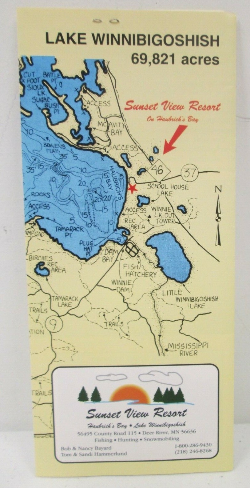 Sunset View Resort Lake Winnibigoshish Brochure Map Rates Deer River Minnesota eBay