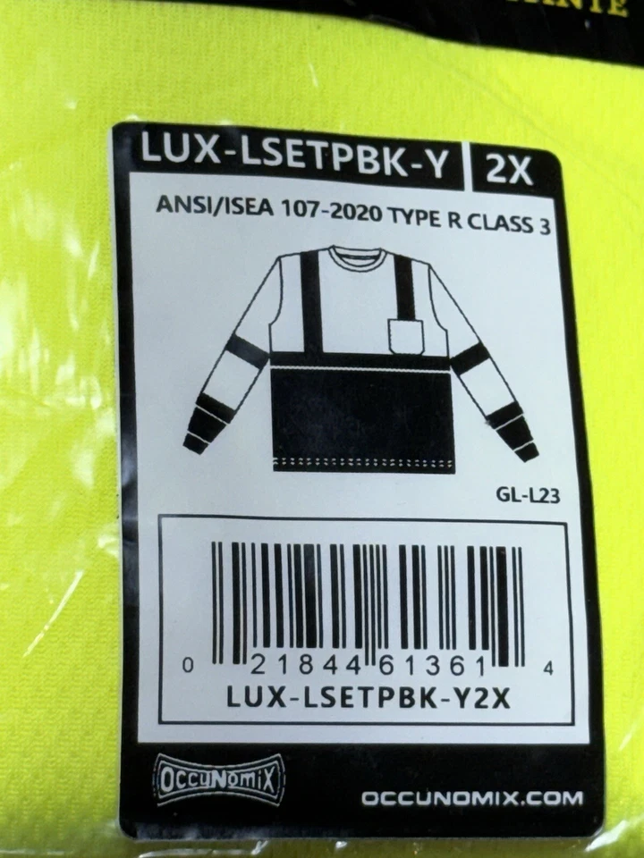 OccuNomix LUX-LSETPBK-Y2X Type R Class 3 Black Bottom Long Sleeve Safety T-Shirt - Image 2 of 4