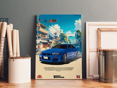 Fast & Furious - Nissan Skyline R34 Blue Tokyo Edition A1/A2/A3