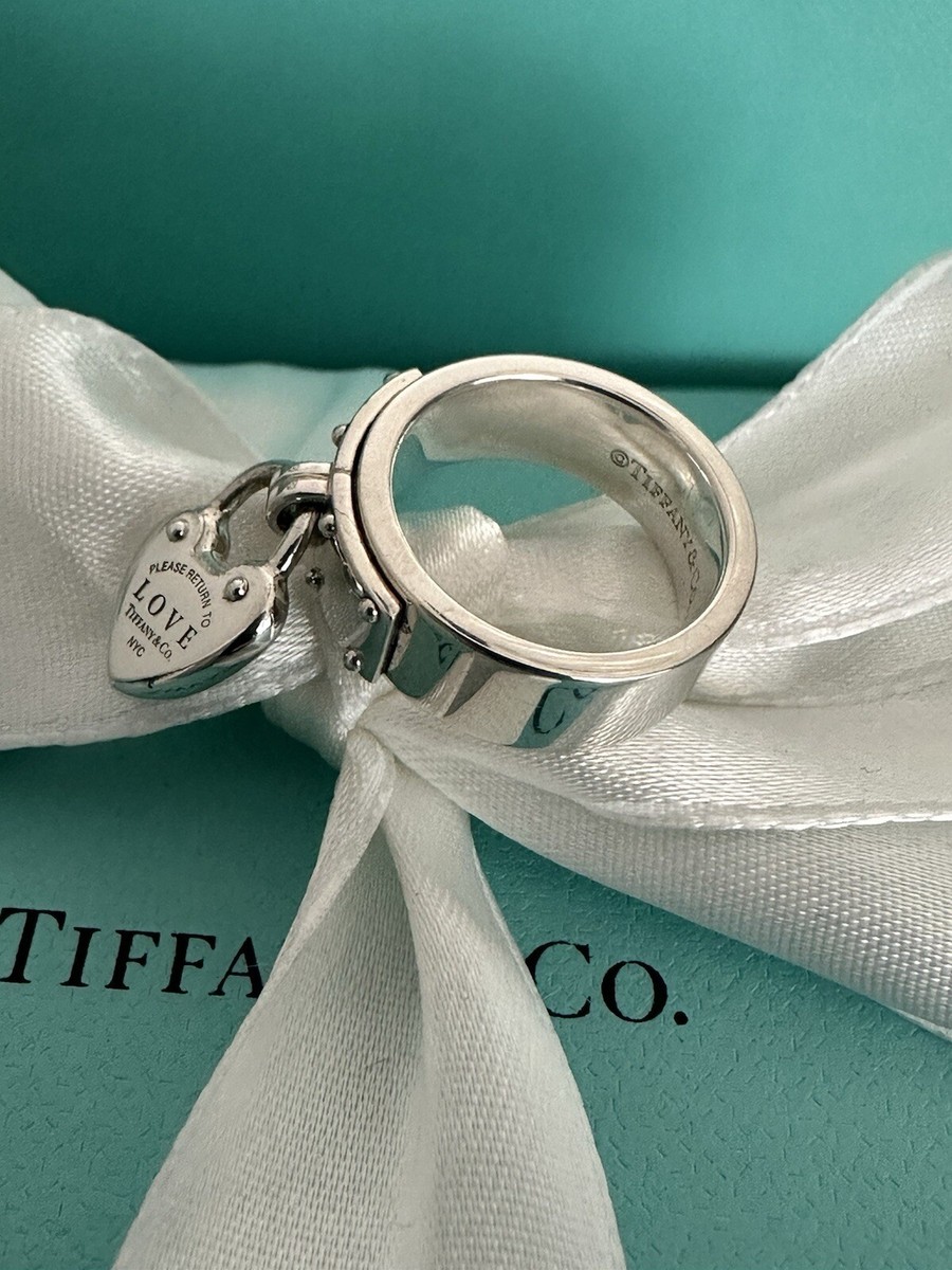 Tiffany & Co RTT Love Lock Dangle Ring Sterling Silver Size 4.5 | eBay