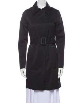 EUC Mackage Black Trench Coat Women's Cotton Blend Belted XS