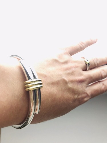 Vintage Taxco Mexican Sterling Silver Bracelet Ring Set UNIQUE - Picture 4 of 12