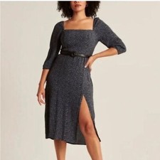 Abercrombie & Fitch leopard print 3/4 Sleeve Squareneck Smocked Dress Size Small