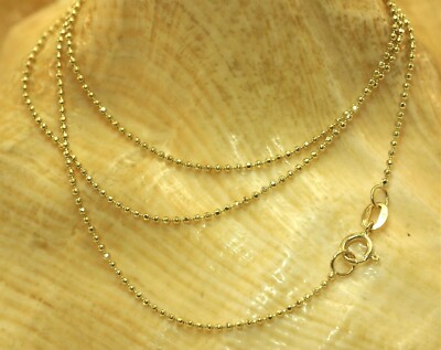 1 MM ZIERLICHE MASSIVE 14K GELBGOLD DIAMANTSCHLIFF DC KUGEL PERLENKETTE HALSKETTE 16''-24''
