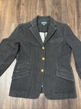 Lauren Ralph Lauren Jeans Co. Black Denim Blazer Jacket Gold Buttons Size 10
