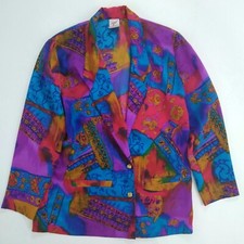 Vintage GW by Graff Women's Abstract Blazer Size 12 Colorful Floral