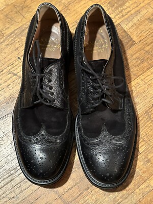 Doucal's Black Oxford Wingtips Suede /leather Lace Up Men's Shoes. 8(9)M. EUC