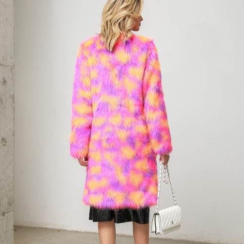 Womens Winter Coat Thicken Fashion Loose Casual Thick Plush Long Coat Faux Fur - Bild 7 von 13